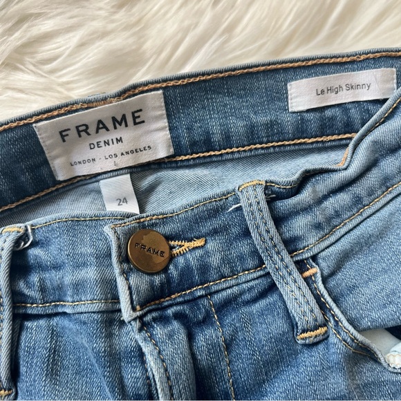 Frame Le High Skinny Denim Jeans Light Wash Size 24 - Picture 5 of 8